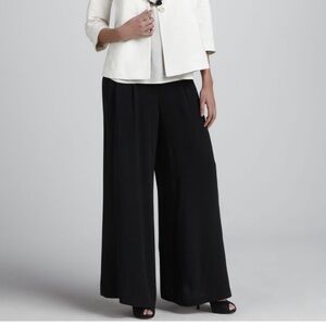 Eileen Fisher Black Georgette Wide Leg Pants